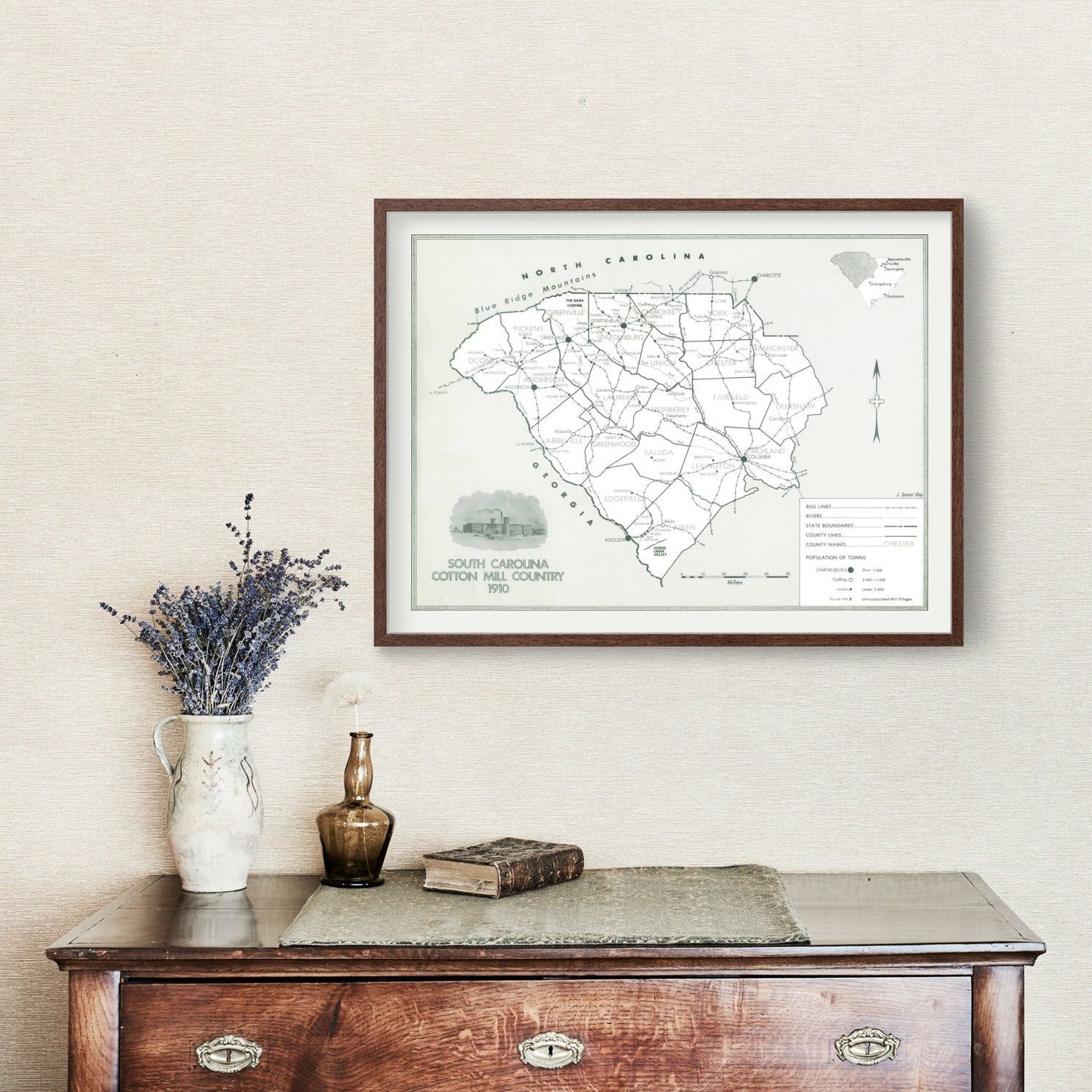 Vintage Map of South Carolina, 1910