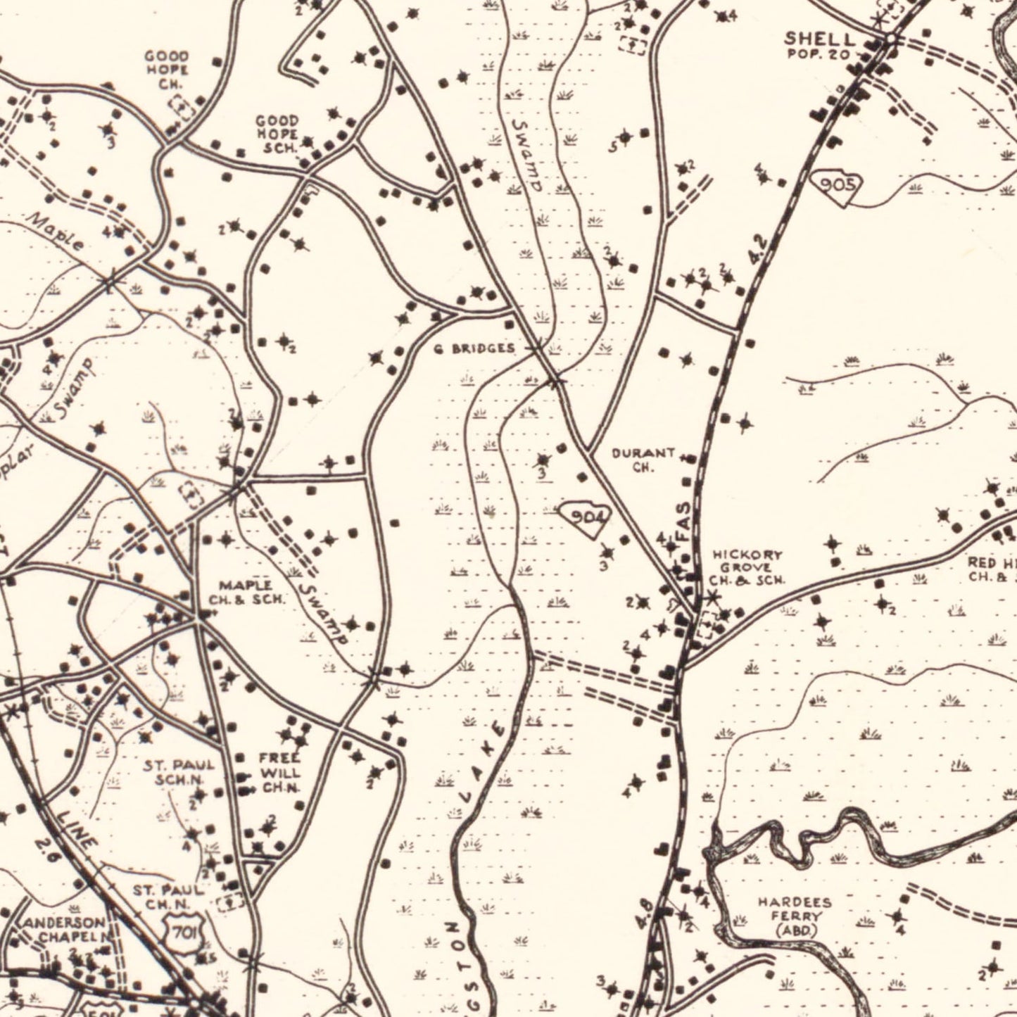 Vintage Map of Horry County, South Carolina, 1939