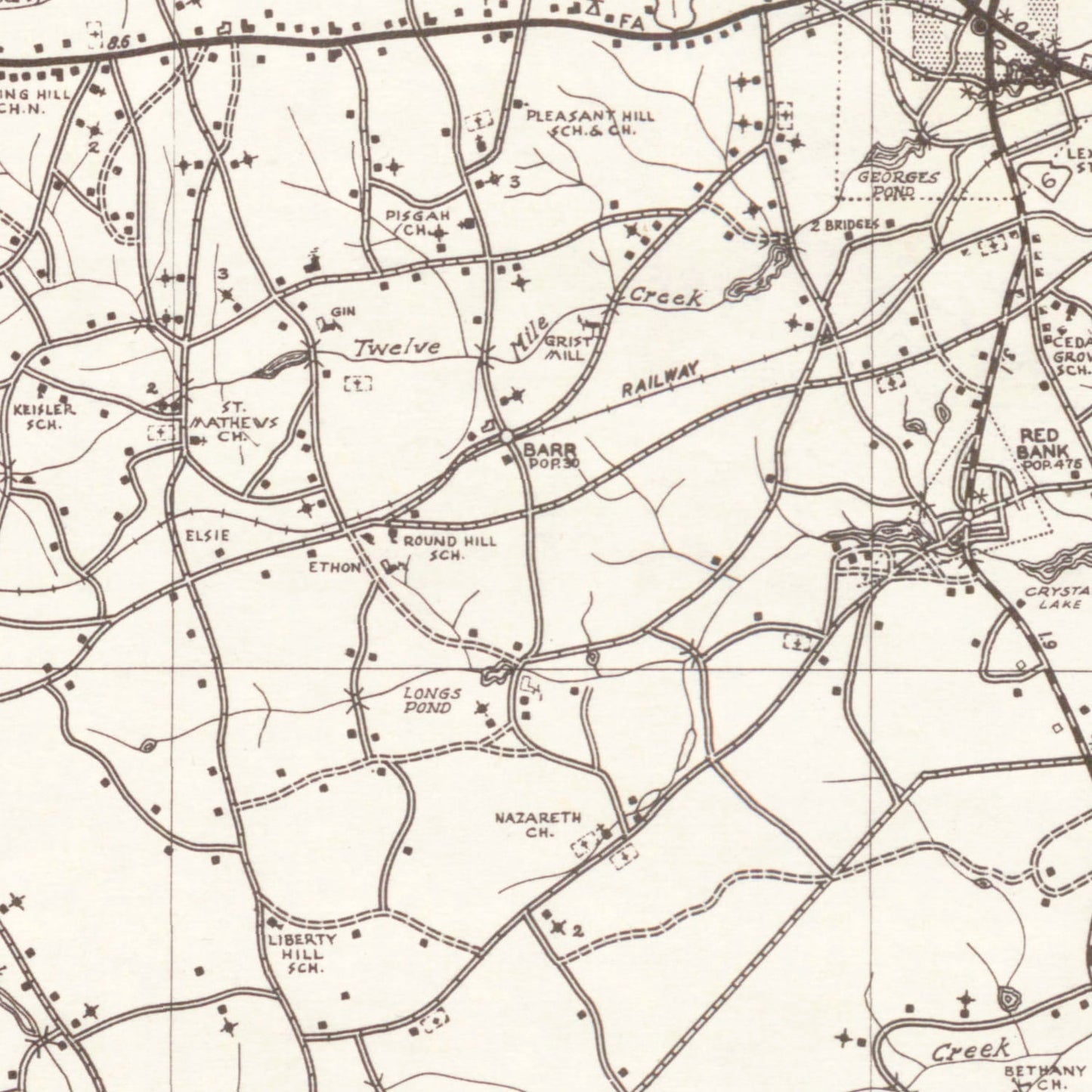 Vintage Map of Lexington County, South Carolina, 1939