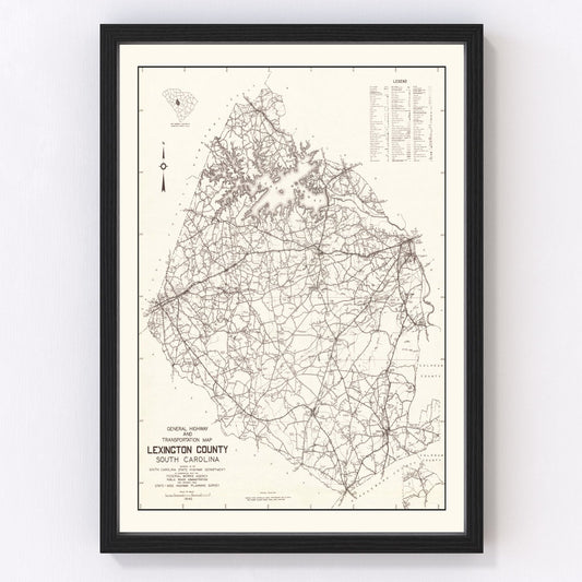 Vintage map of Lexington County, South Carolina, 1939