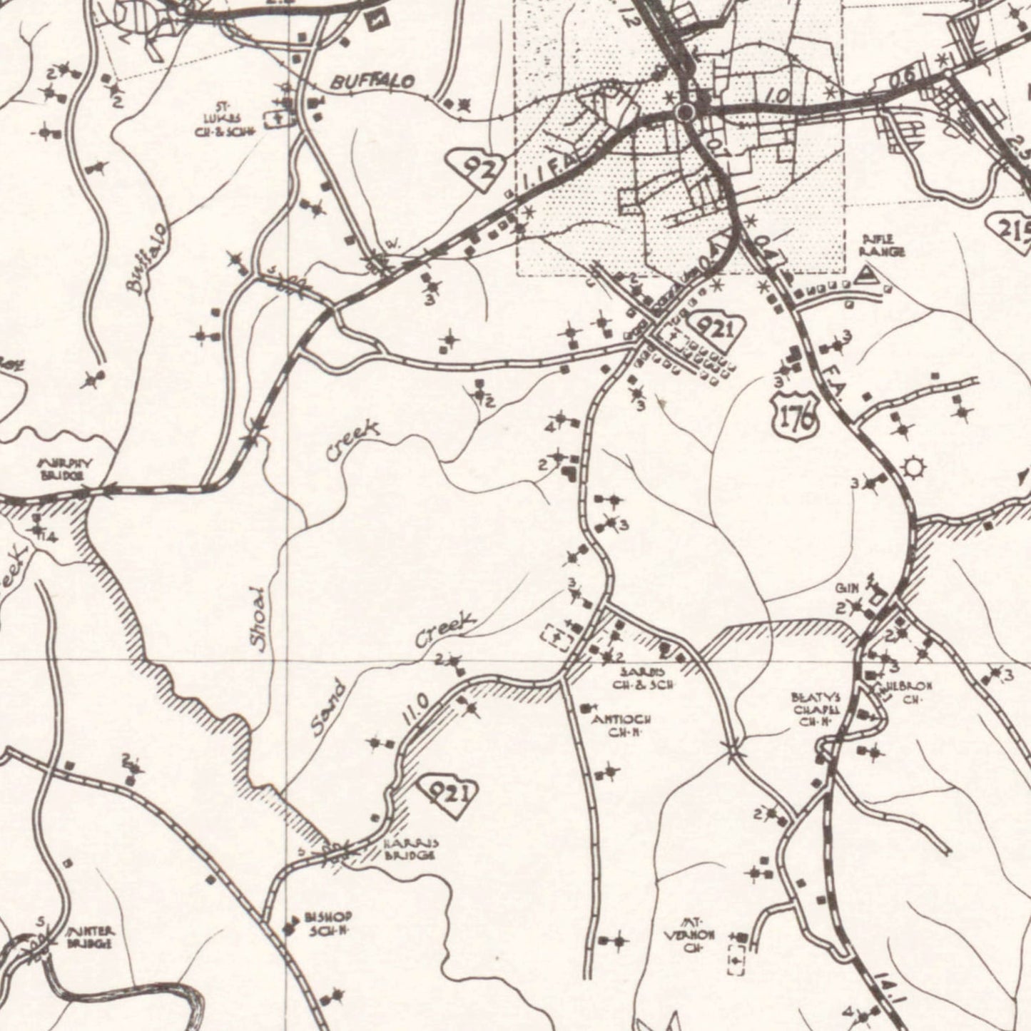 Vintage Map of Union County, South Carolina, 1939
