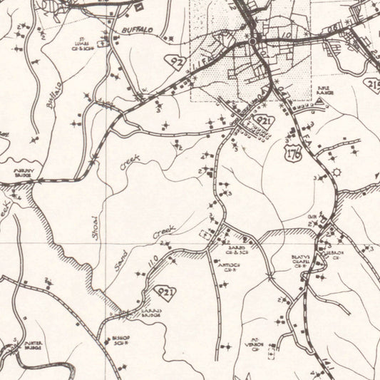 Vintage Map of Union County, South Carolina, 1939