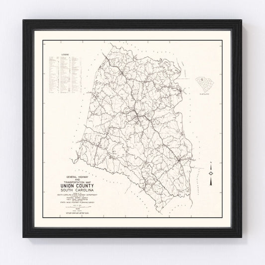 Vintage map of Union County, South Carolina, 1939