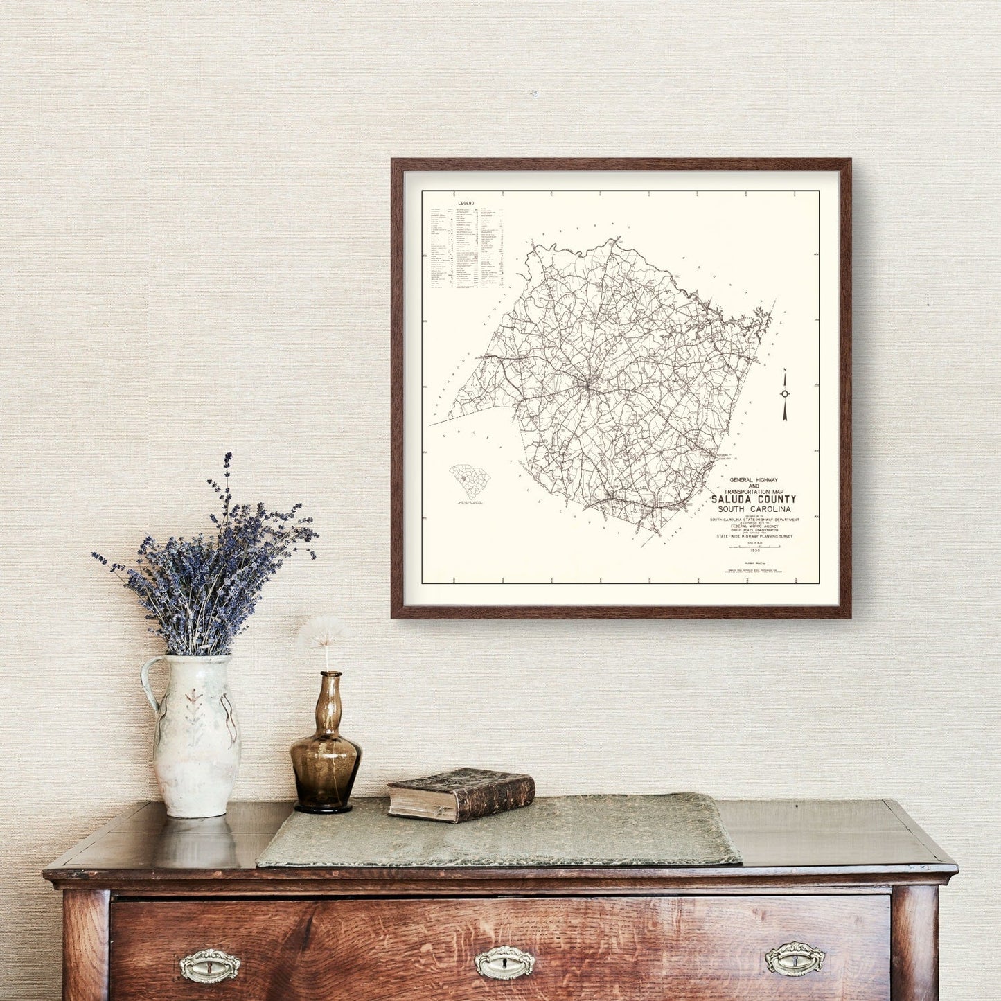 Vintage Map of Saluda County, South Carolina, 1939