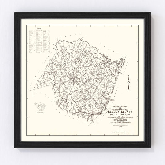 vintage map of Saluda County, South Carolina, 1939
