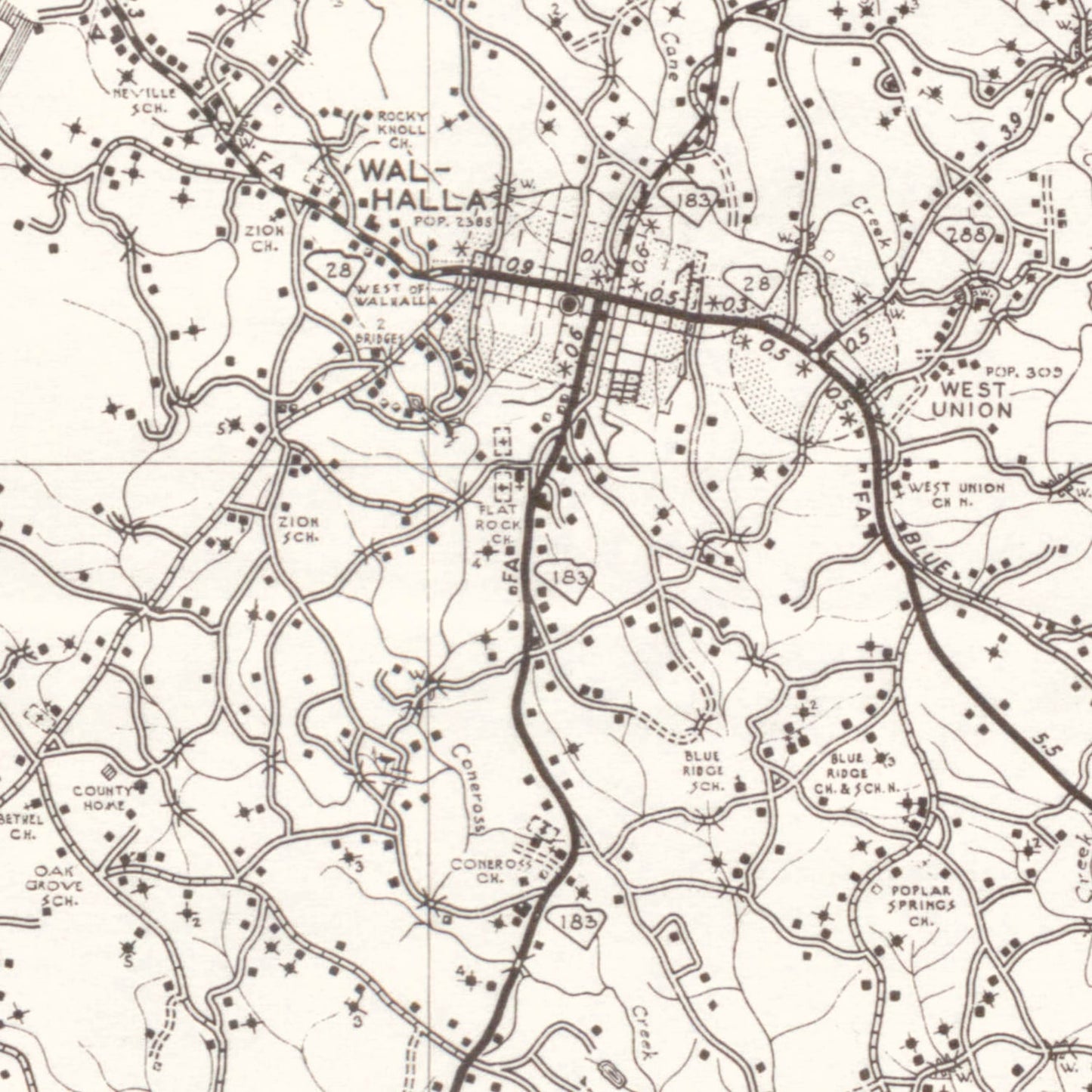 Vintage Map of Oconee County, South Carolina, 1939