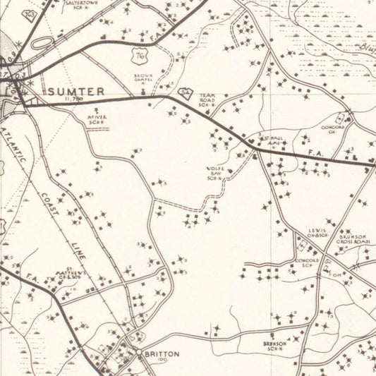 Vintage Map of Sumter County, South Carolina, 1939
