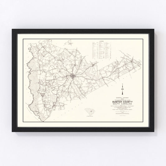 Vintage map of Sumter County, South Carolina, 1939