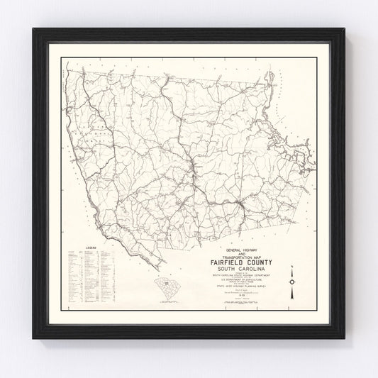 Vintage map of Fairfield County, South Carolina, 1939