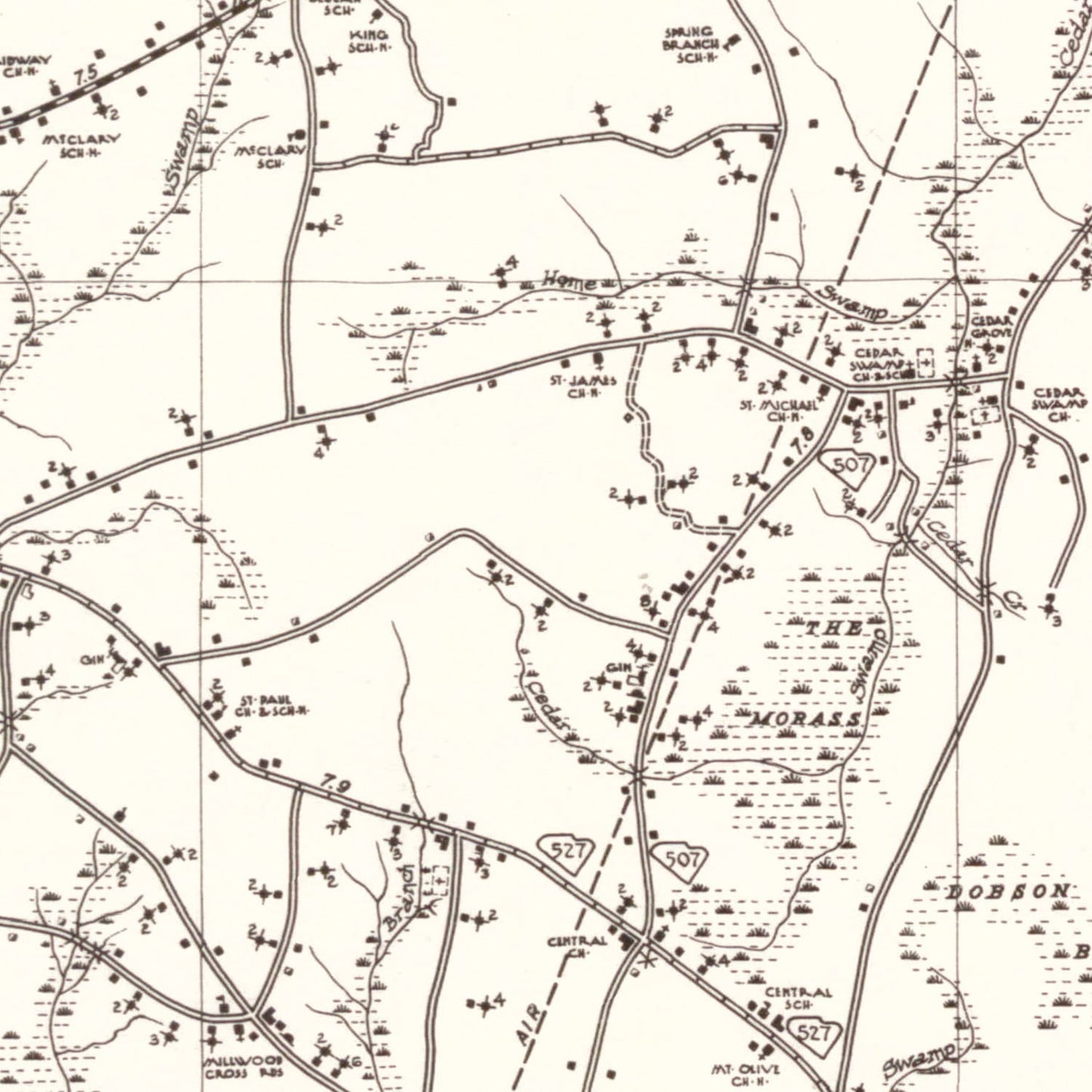 Vintage Map of Williamsburg County, South Carolina 1939