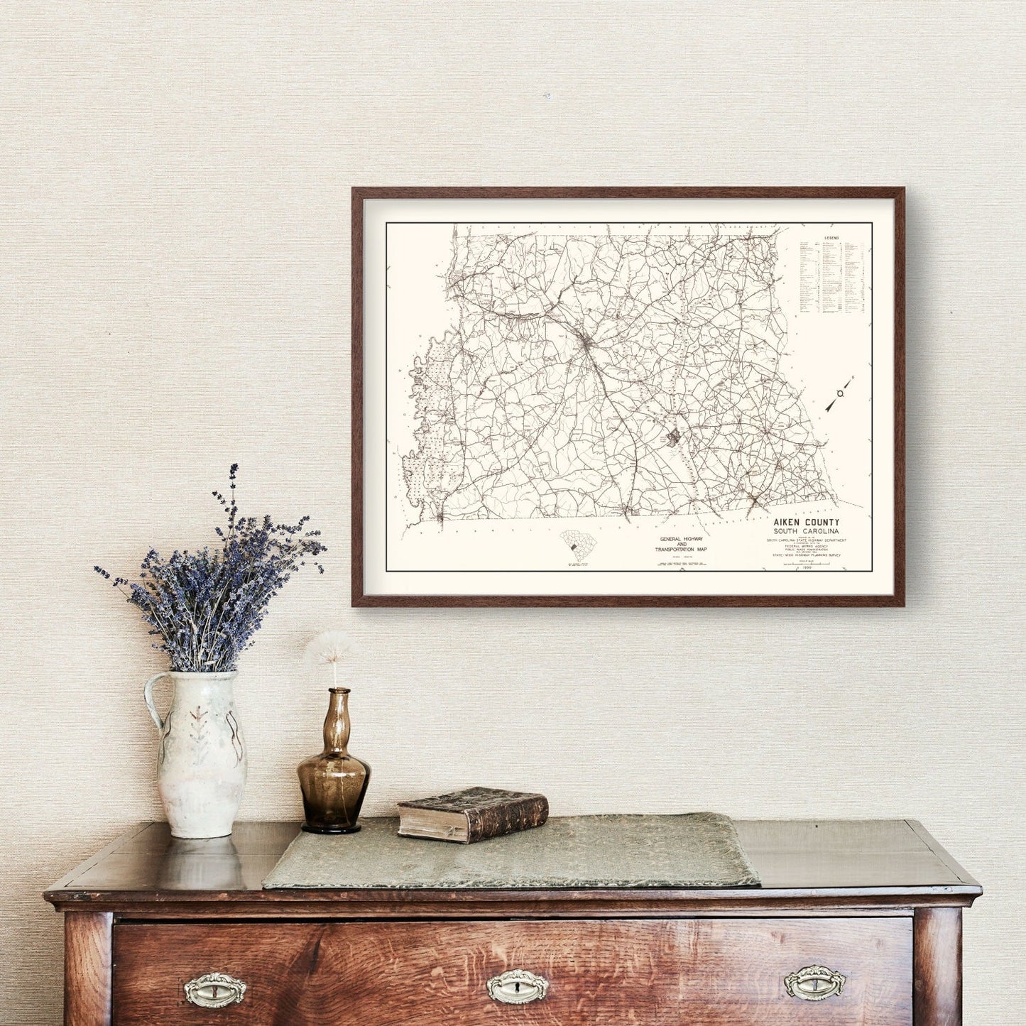 Vintage Map of Aiken County, South Carolina, 1939