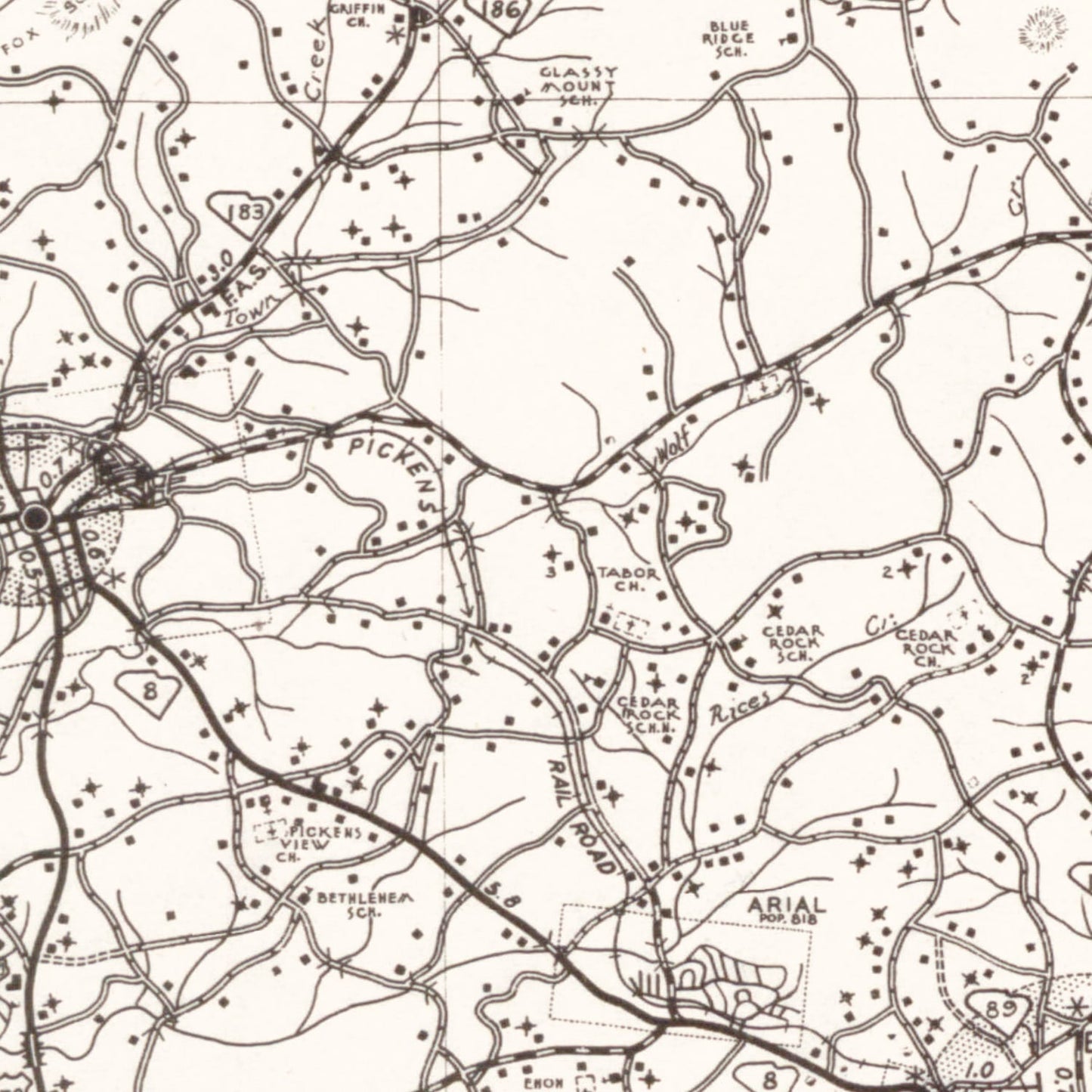 Vintage Map of Pickens County, South Carolina, 1939