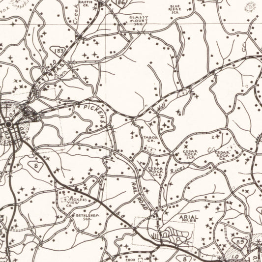 Vintage Map of Pickens County, South Carolina, 1939