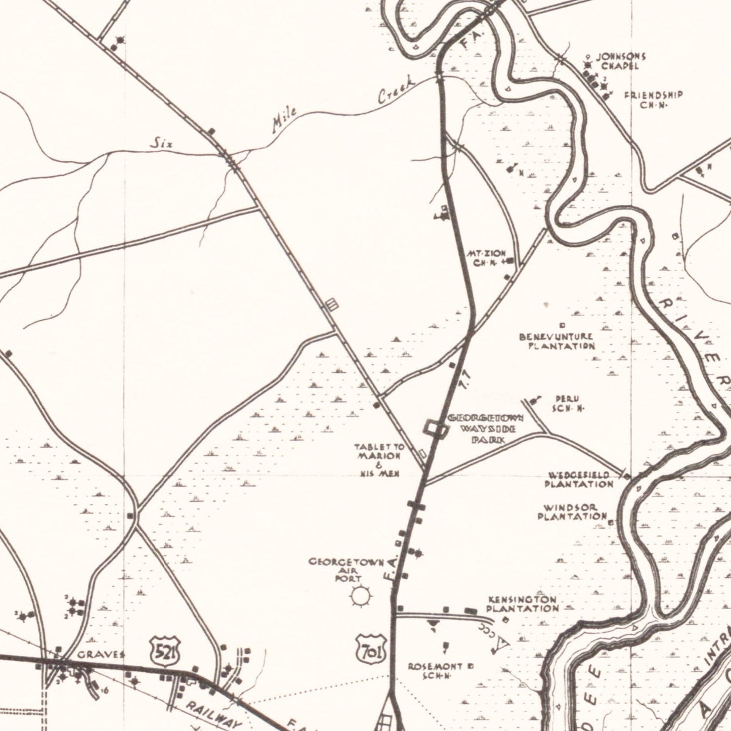 Vintage Map of Georgetown County, South Carolina, 1939