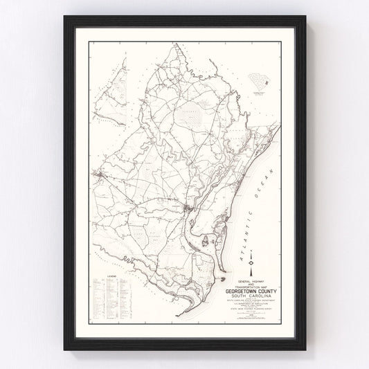 Vintage map of Georgetown County, South Carolina, 1939