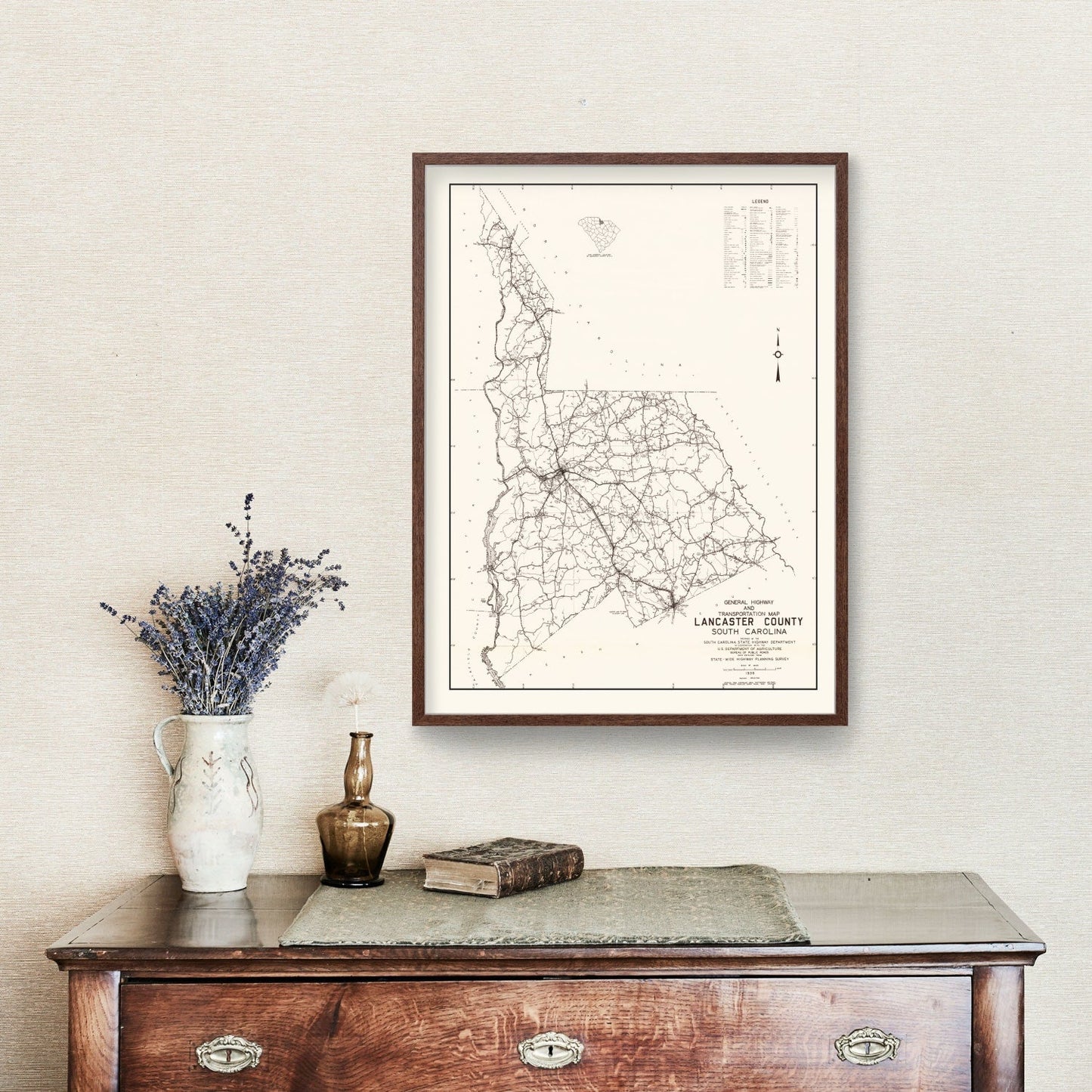 Vintage Map of Lancaster County, South Carolina, 1939