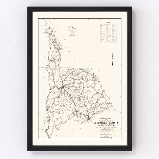 Vintage map of Lancaster County, South Carolina, 1939