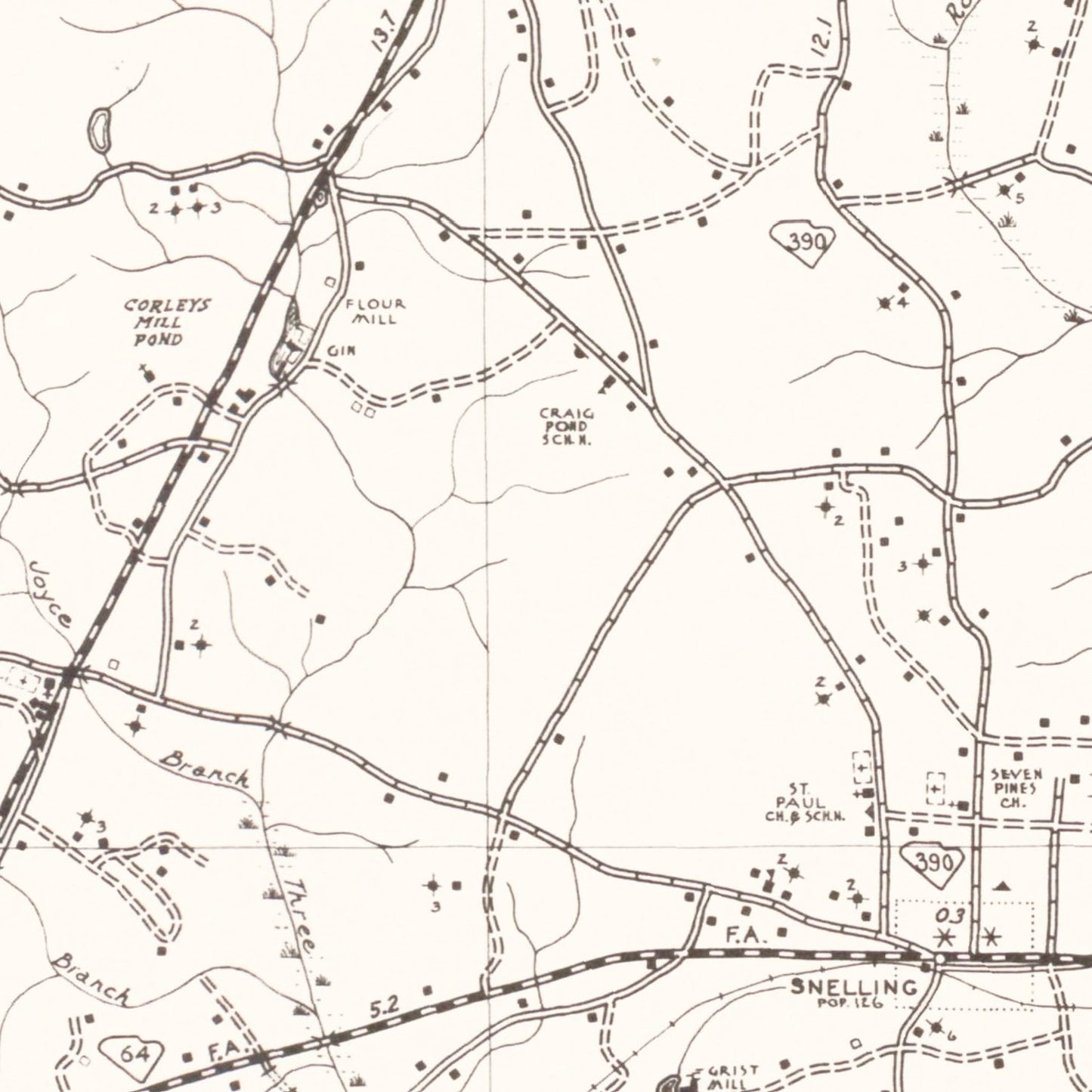 Vintage Map of Barnwell County, South Carolina, 1939