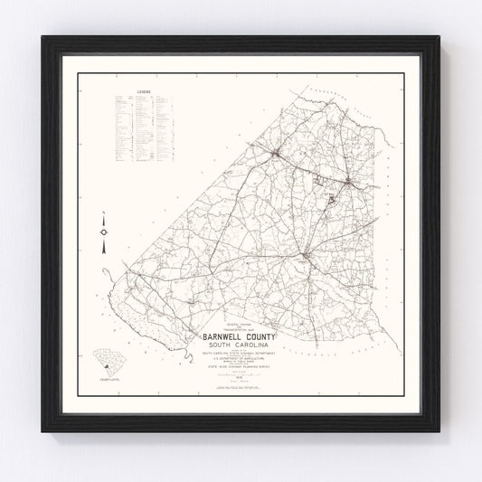 Vintage map of Barnwell County, South Carolina, 1939