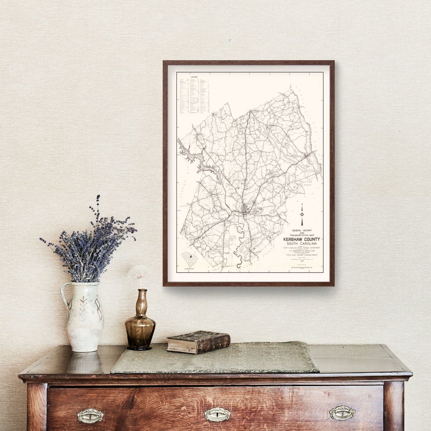Vintage Map of Kershaw County, South Carolina, 1938
