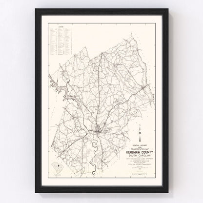 vintage map of Kershaw County, South Carolina, 1938