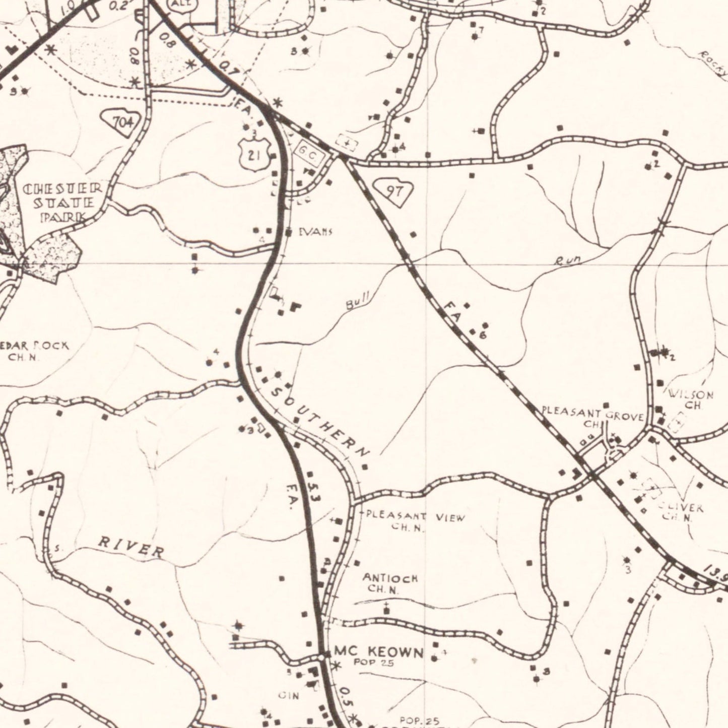Vintage Map of Chester County, South Carolina, 1938
