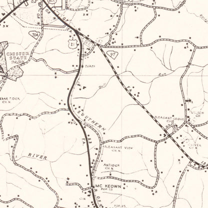 Vintage Map of Chester County, South Carolina, 1938