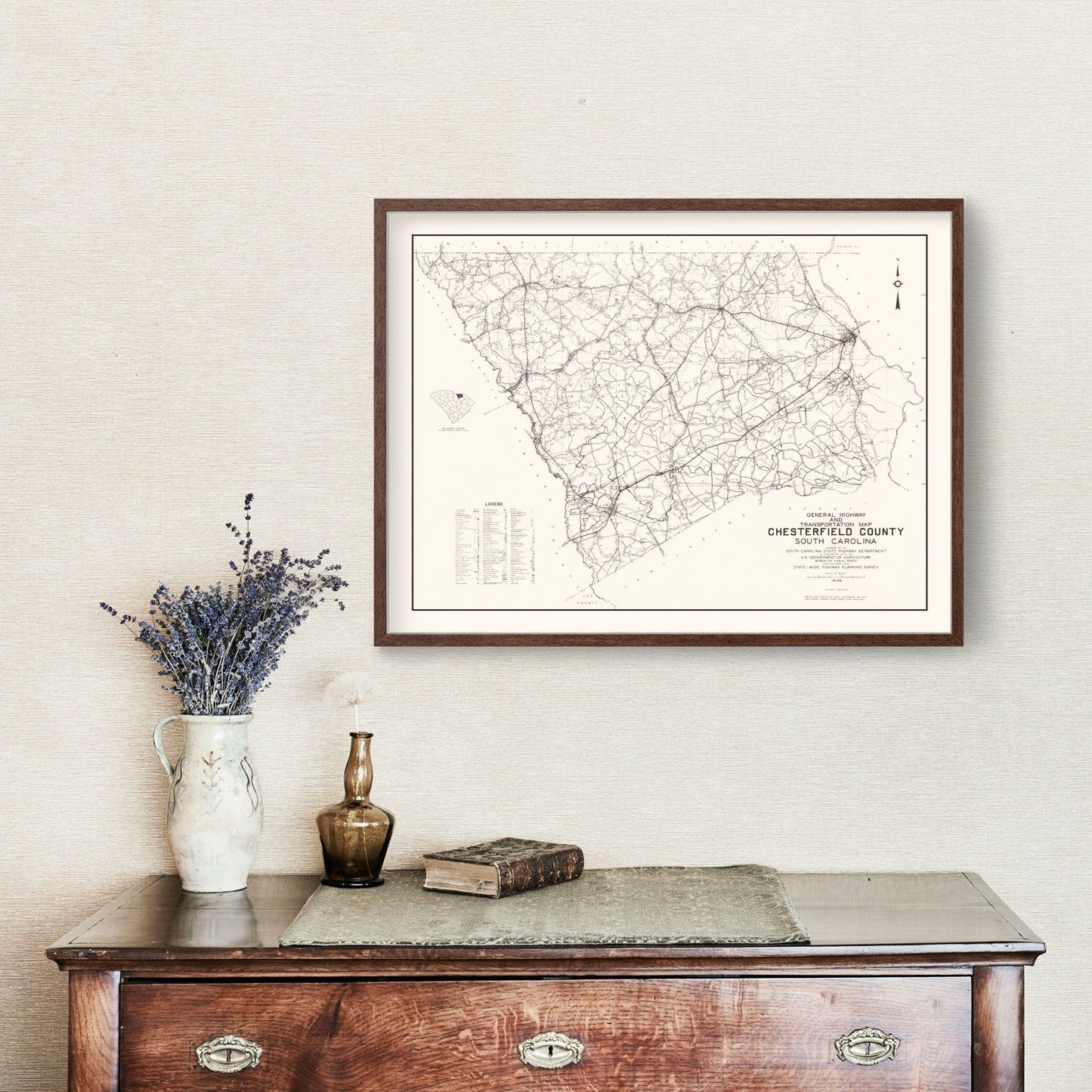 Vintage Map of Chesterfield County, South Carolina, 1938