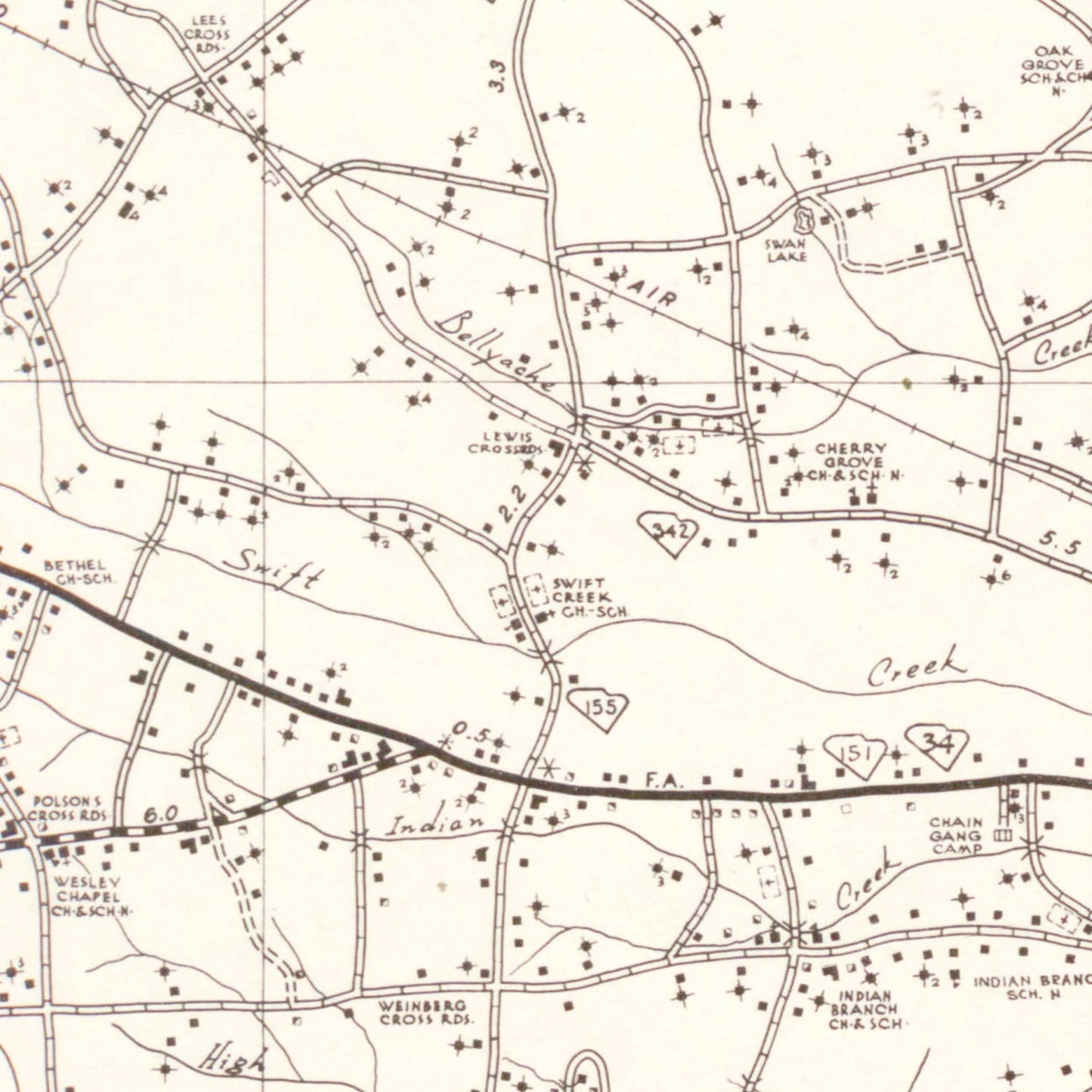 Vintage Map of Darlington County, South Carolina, 1938