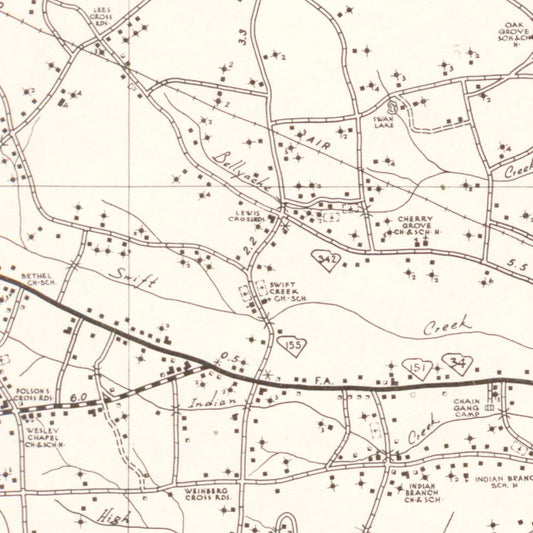 Vintage Map of Darlington County, South Carolina, 1938