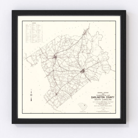 vintage map of Darlington County, South Carolina, 1938