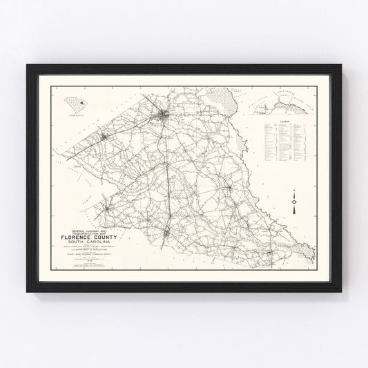 Vintage map of Florence County, South Carolina, 1938