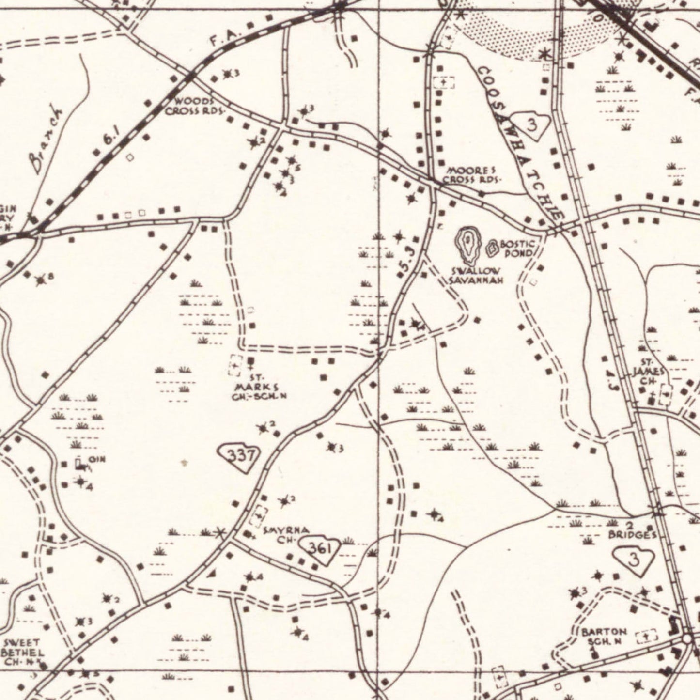 Vintage Map of Allendale County, South Carolina, 1938