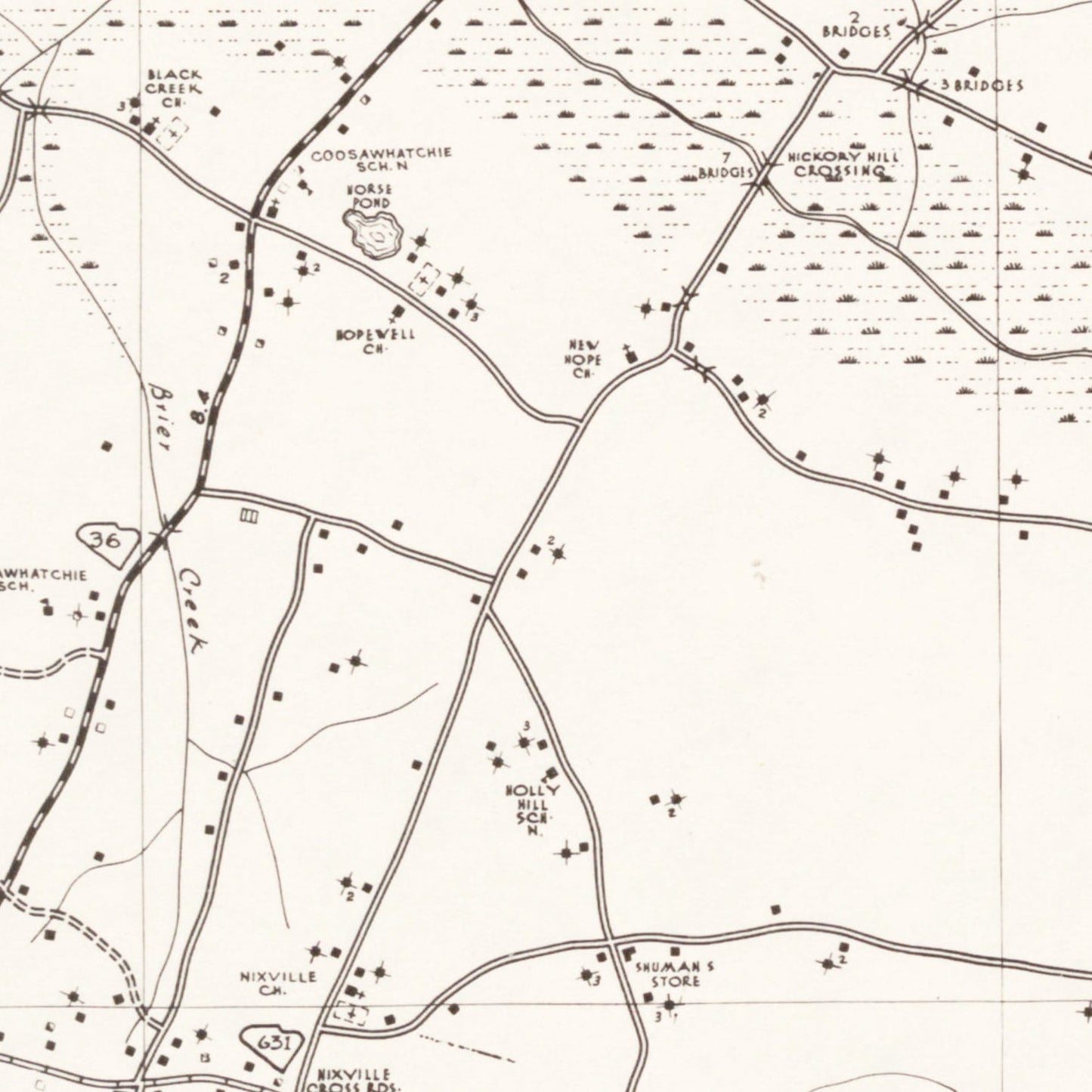 Vintage Map of Hampton County, South Carolina, 1938