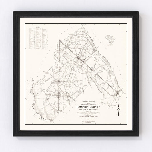 Vintage map of Hampton County, South Carolina, 1938