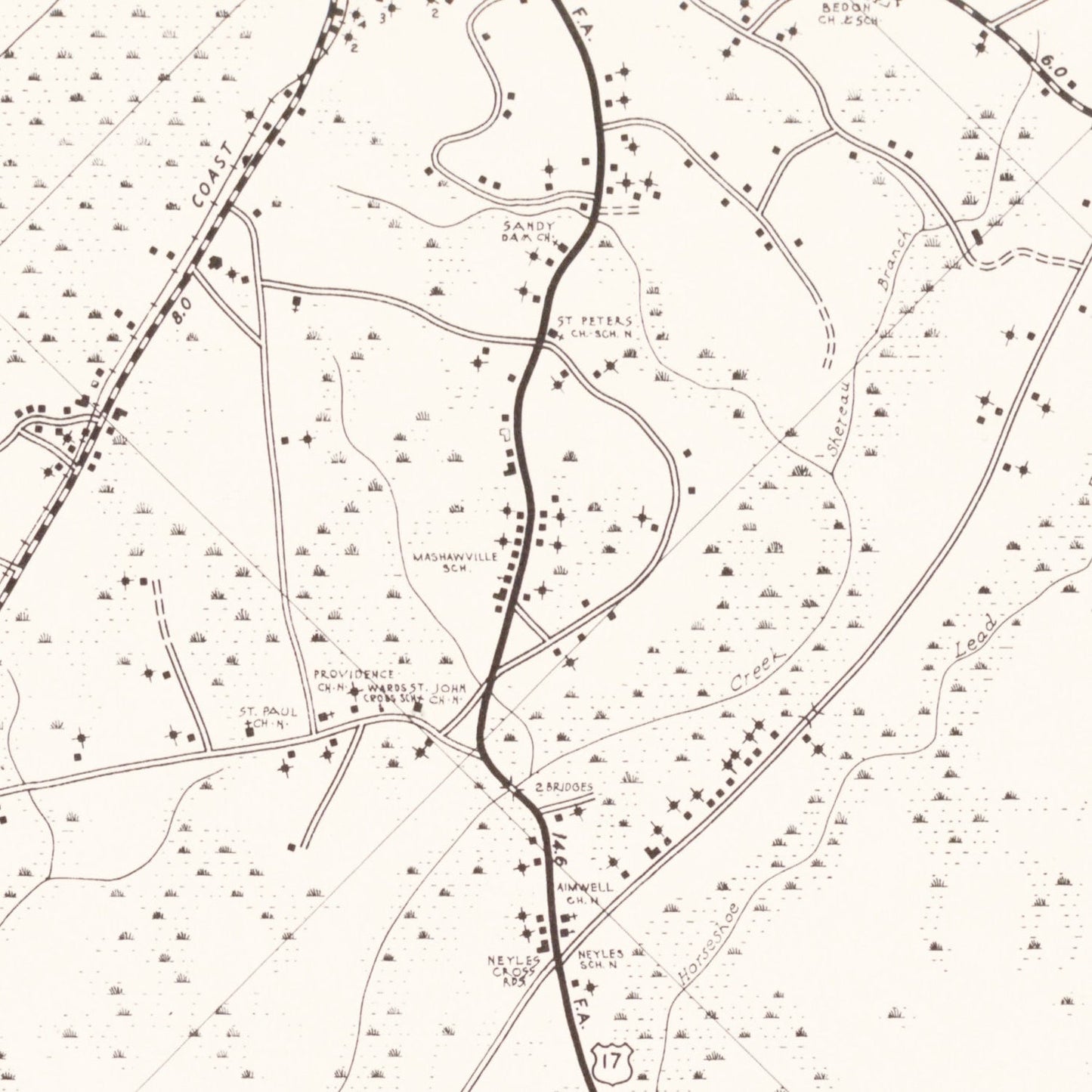 Vintage Map of Colleton County, South Carolina, 1938