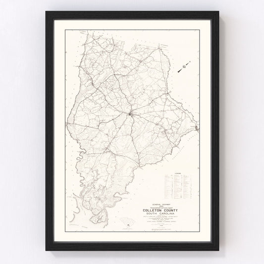 vintage map of Colleton County, South Carolina, 1938