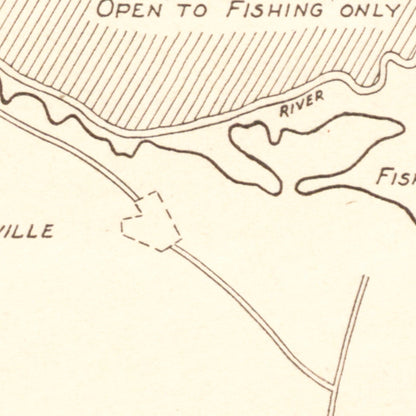 Vintage 1943 Santee Cooper Wildlife Area Map Wall Art