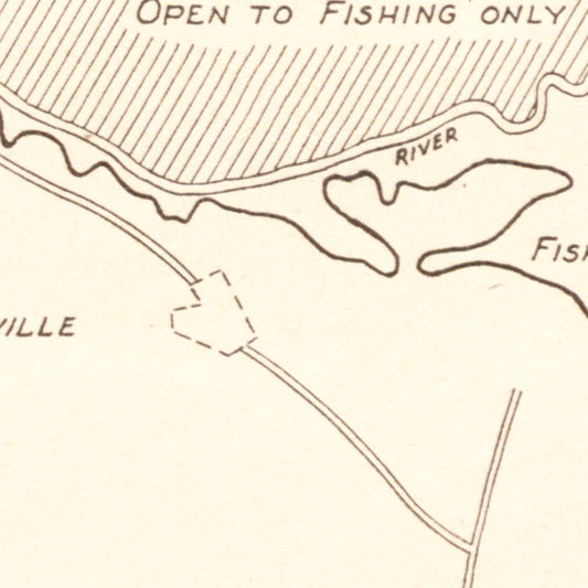 Vintage 1943 Santee Cooper Wildlife Area Map Wall Art