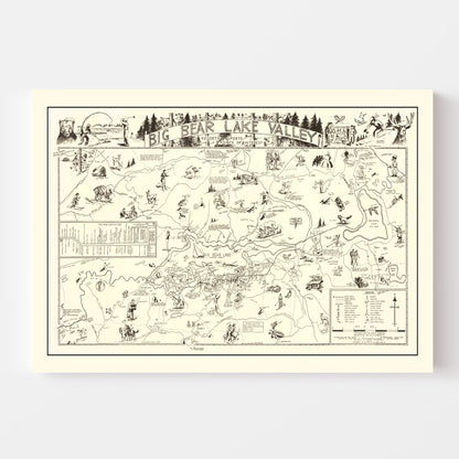 Vintage Big Bear Lake Valley Map 1946