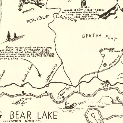 Vintage Big Bear Lake Valley Map 1946