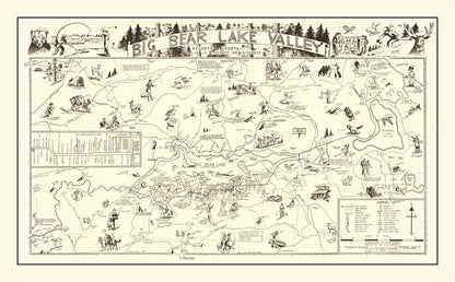 Vintage Big Bear Lake Valley Map 1946