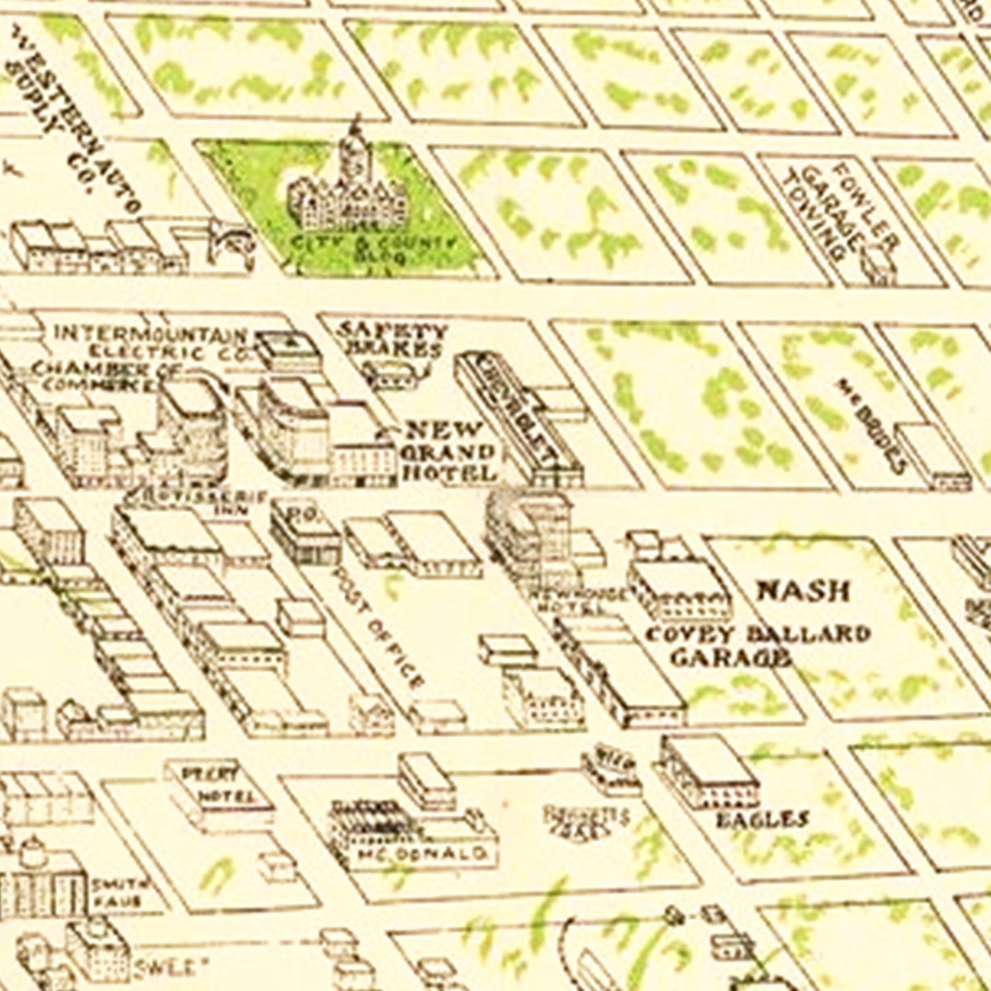 Vintage Map of Salt Lake City, Utah, 1926