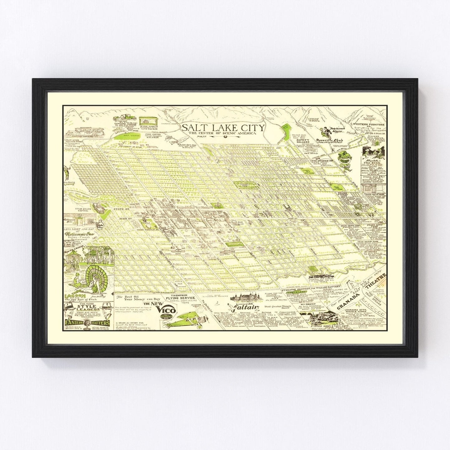 vintage map of Salt Lake City, Utah, 1926