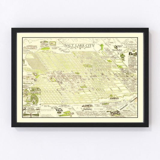 vintage map of Salt Lake City, Utah, 1926