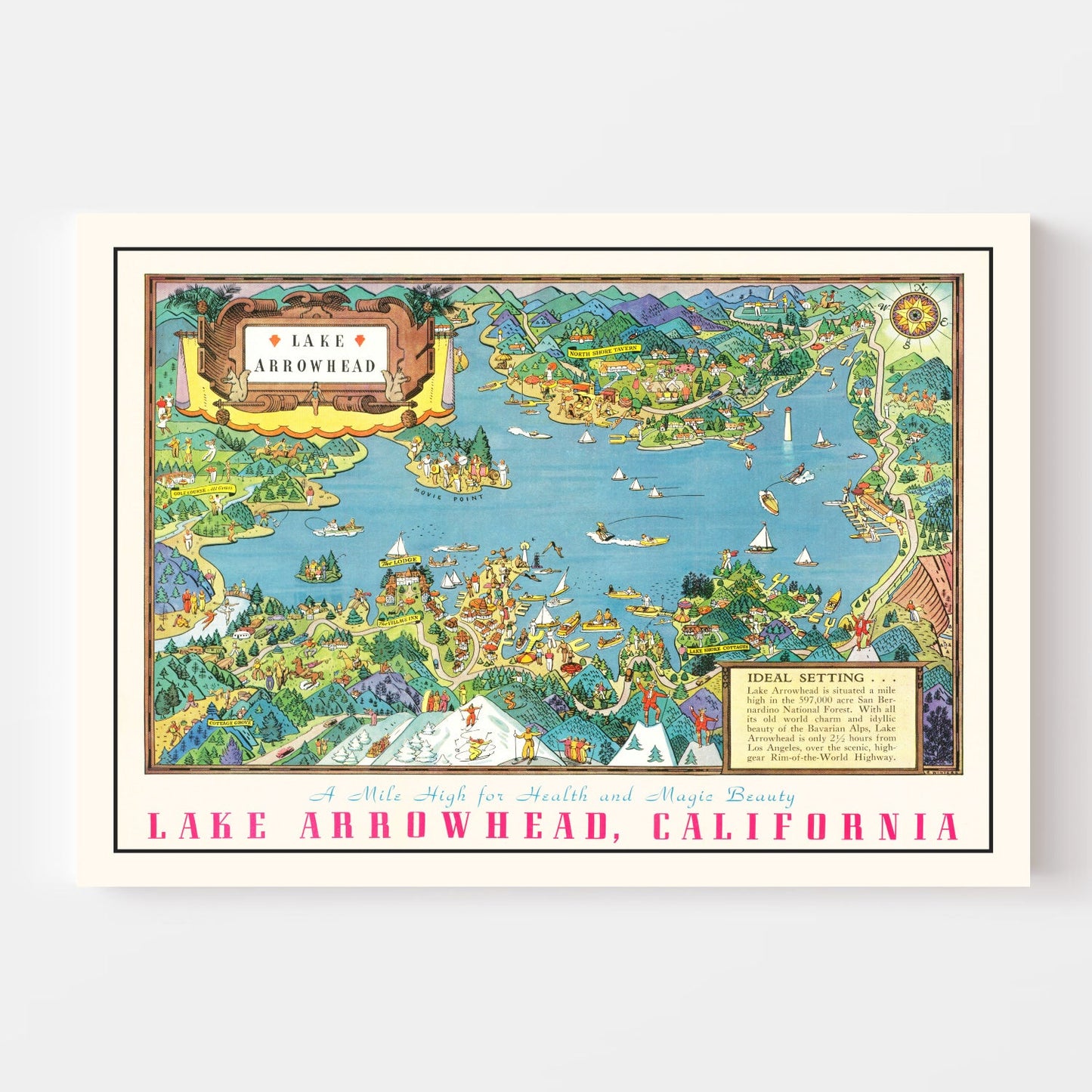 Vintage Lake Arrowhead Map, 1938