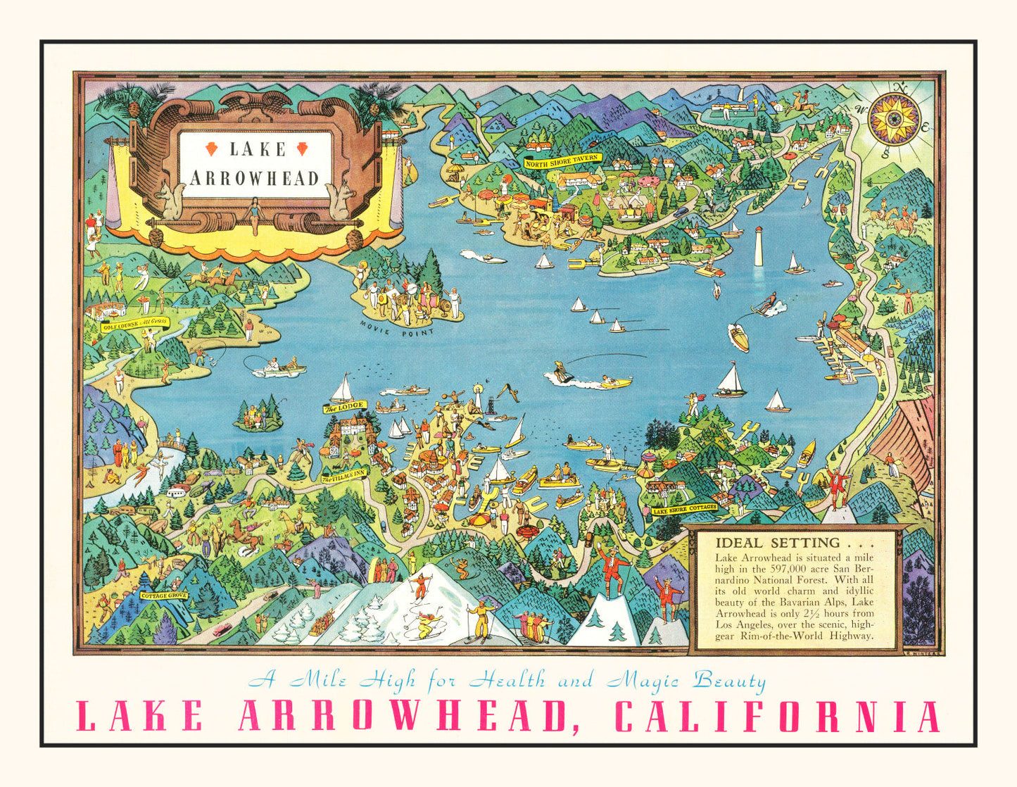 Vintage Lake Arrowhead Map, 1938