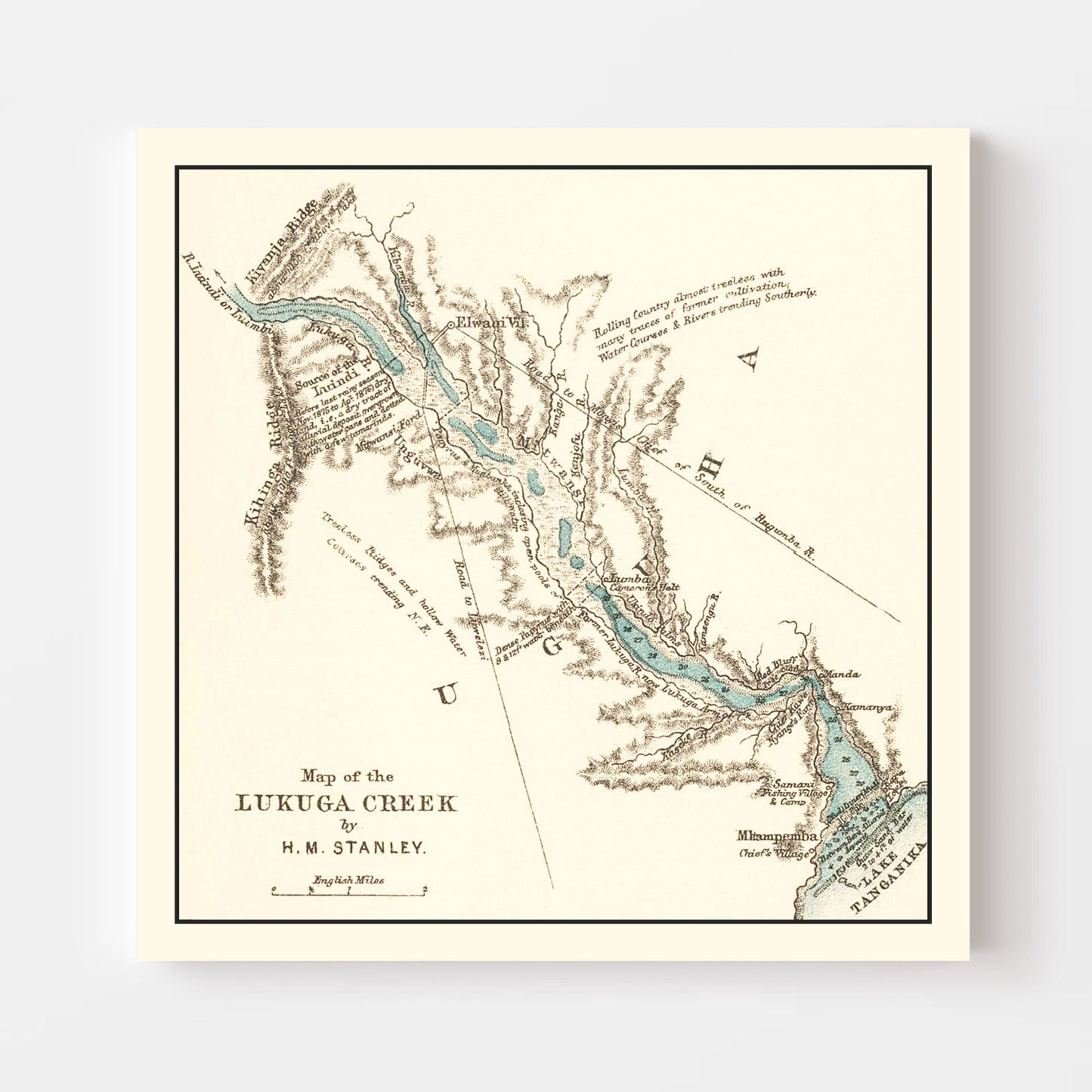 Vintage Lake Tanganyika Map, 1878