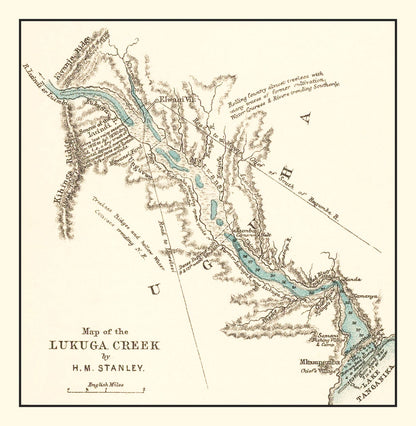 Vintage Lake Tanganyika Map, 1878
