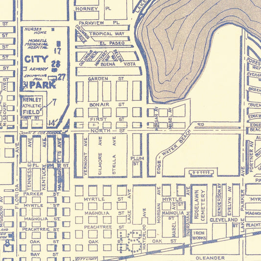 Vintage Map of Lakeland, Florida, 1930